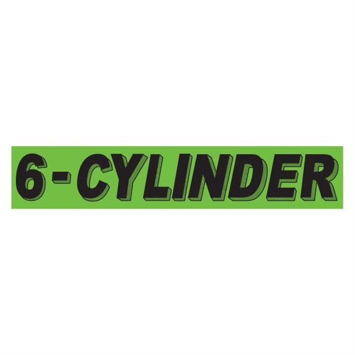 6-Cylinder Fluorescent Green Slogan Window Stickers - Qty 12