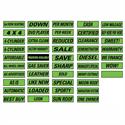 All Fluorescent Green Slogan Window Stickers, 46 Sticker Variety Pack - Qty 564