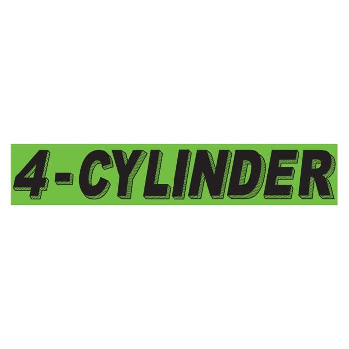 4-Cylinder Fluorescent Green Slogan Window Stickers