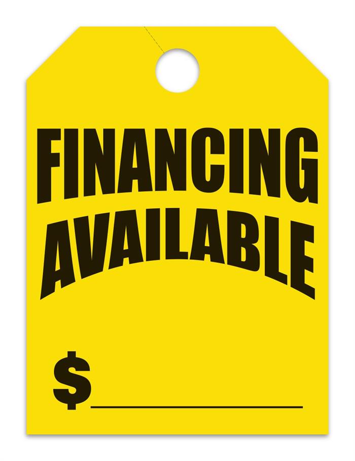 Financing Available - Yellow Mirror Hang Tag (Jumbo)