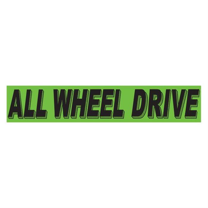 All Wheel Drive Fluorescent Green Slogan Window Stickers - Qty 12