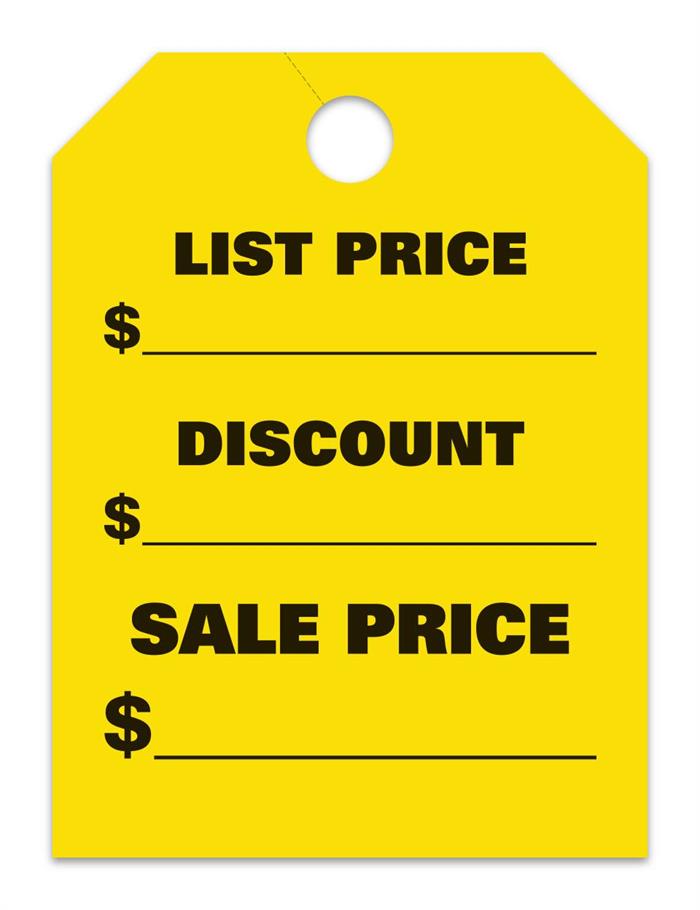 List Price - Yellow Mirror Hang Tag (Jumbo)