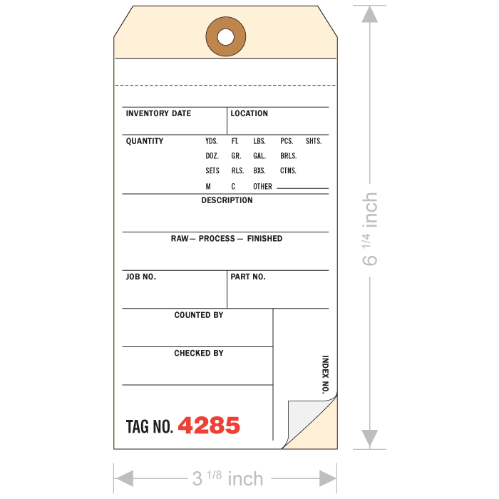 Inventory Hang Tag, 2 part Carbon with Transfer Tape - Pack of 1000