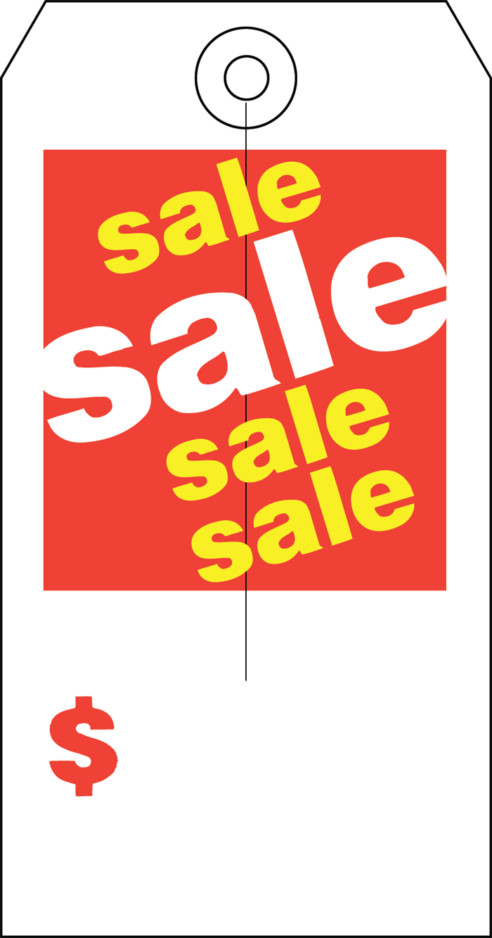 Sale, Sale, Sale, Sale Hang Tag, 2-5/8