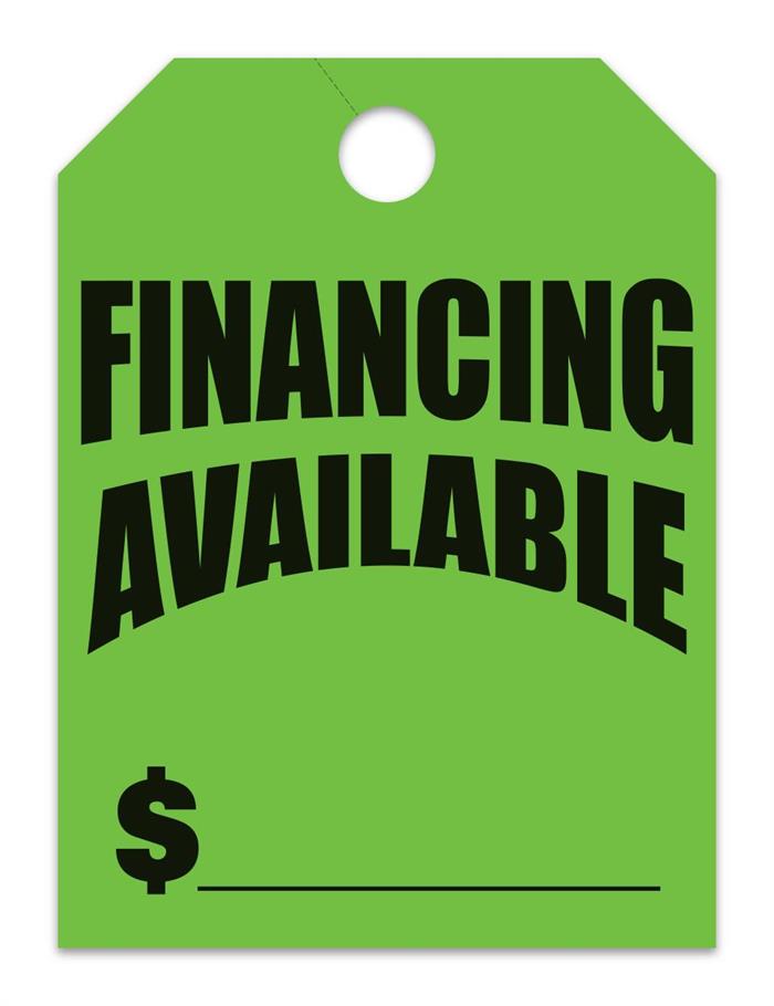 Financing Available - Green Mirror Hang Tag (Jumbo)