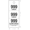 Claim Check Tags White, 3 parts - Box of 1000