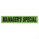 Managers Special Fluorescent Green Slogan Window Stickers - Qty 12