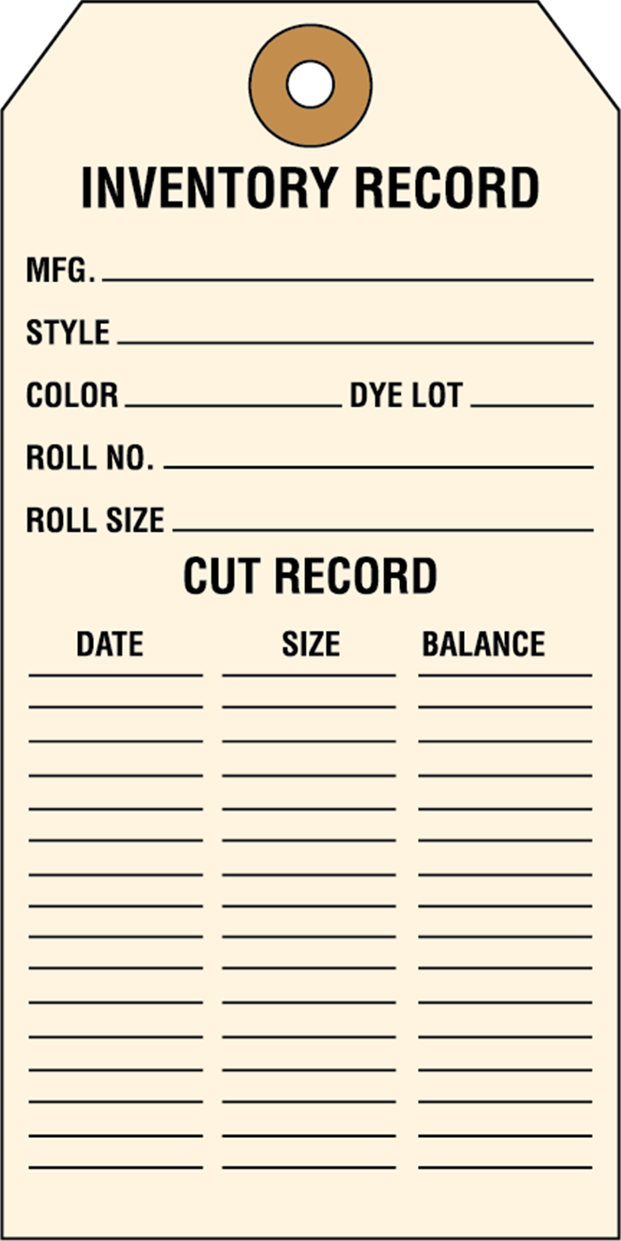 Inventory Carpet Cut Record Hang Tag - Box of 1000