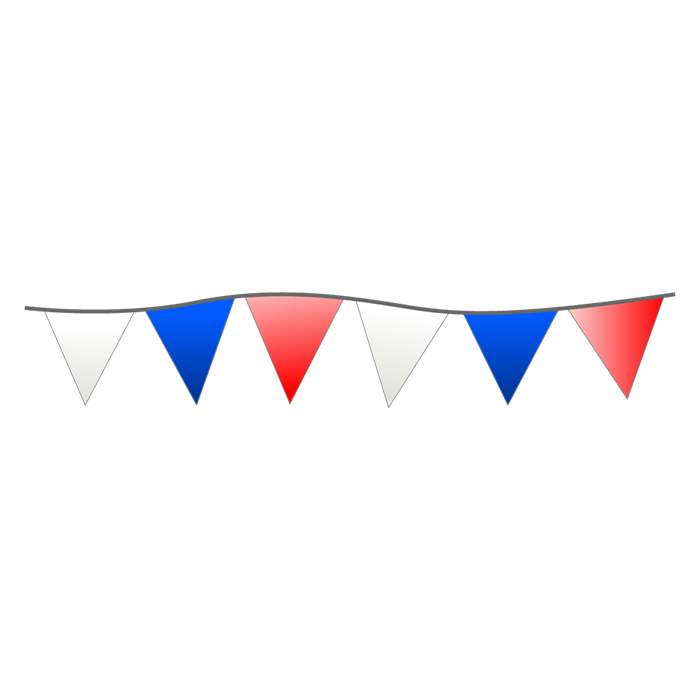 White Blue and Red Triangle Pennants