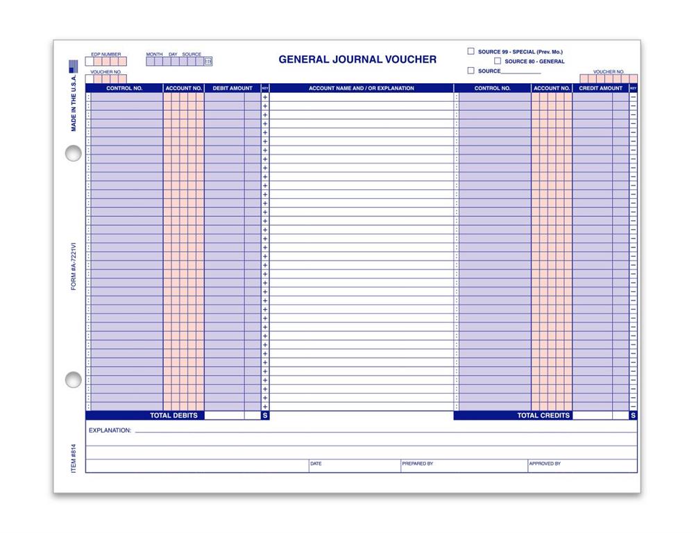General journal voucher vim accounting system a7221vi qty 100