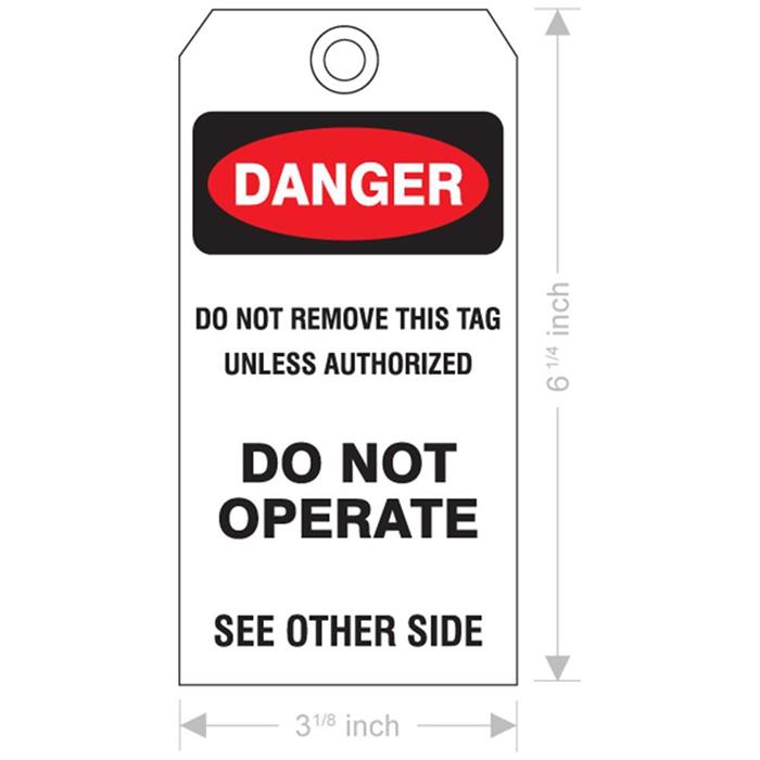 Danger Do Not Operate Tag Front