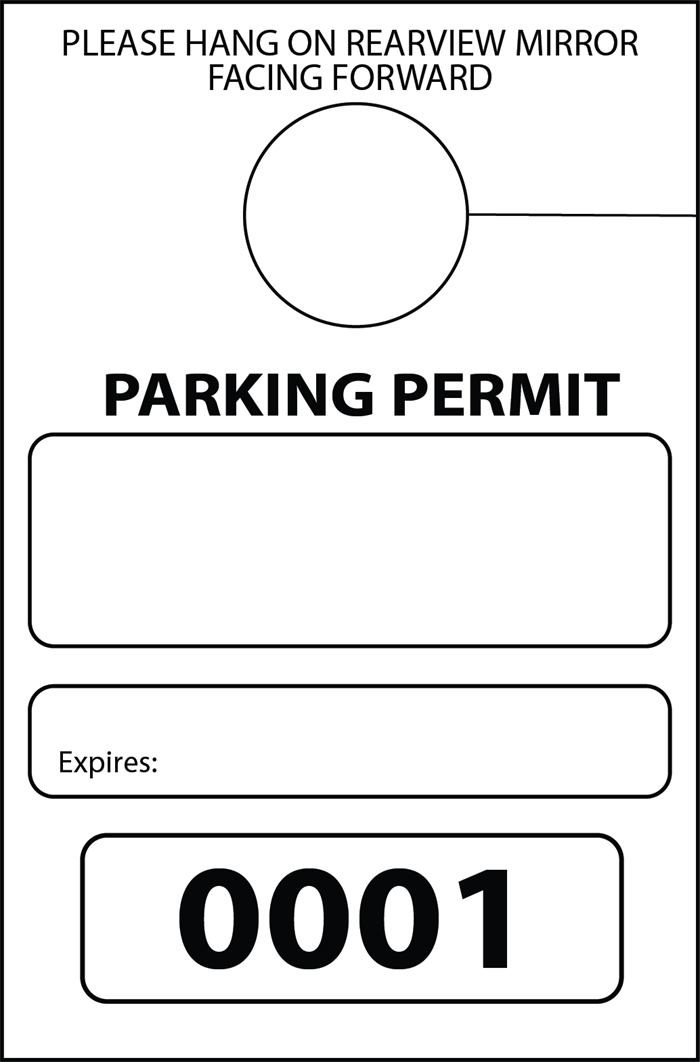 Parking Permit Rearview Mirror Hanging Tag - Box of 500