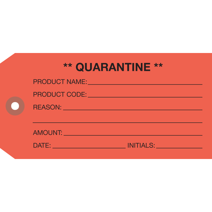 Red Product Quarantine Hang Tag #8 - 6-1/4