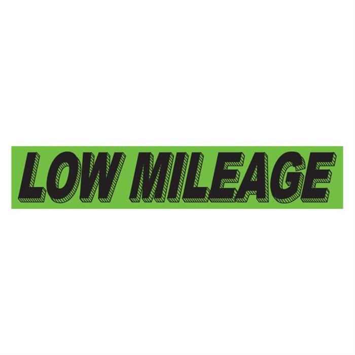 Low Mileage Fluorescent Green Slogan Window Stickers - Qty 12