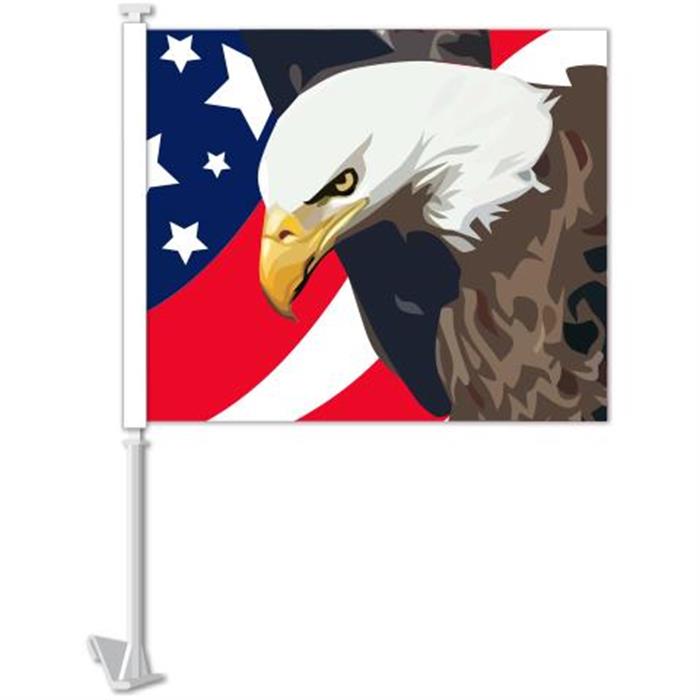 Flag Clip-On Window Flag - American Flag with Eagle
