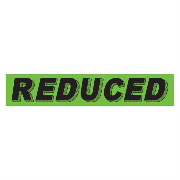 Reduced Fluorescent Green Slogan Window Stickers - Qty 12
