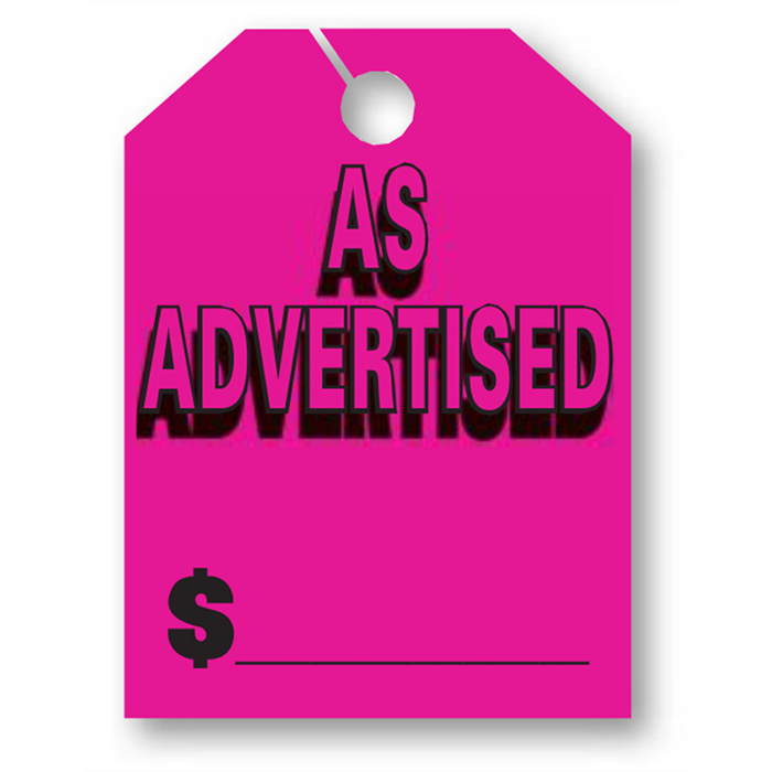 	 As Advertised - Pink Mirror Hang Tag (Jumbo)