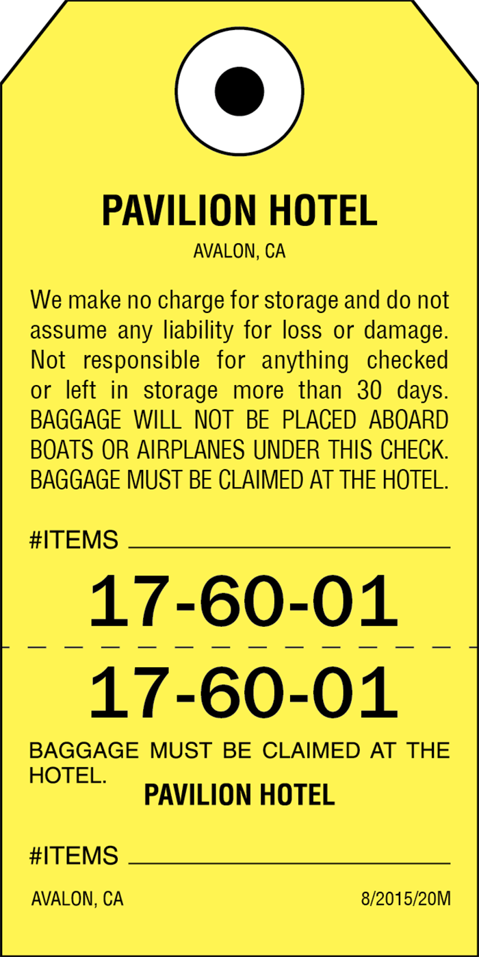 Custom Printed Yellow Hotel Baggage Claim Tags - 1000 Tags