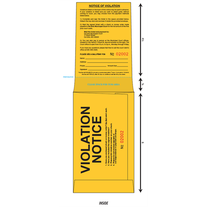 3 5/8 x 6 - Brown Kraft Violation Notice Envelope - Sets of 1000