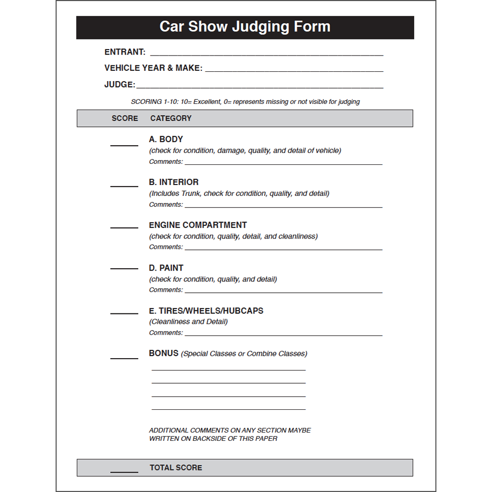 Free Printable Car Show Judging Forms Printabletempla - vrogue.co