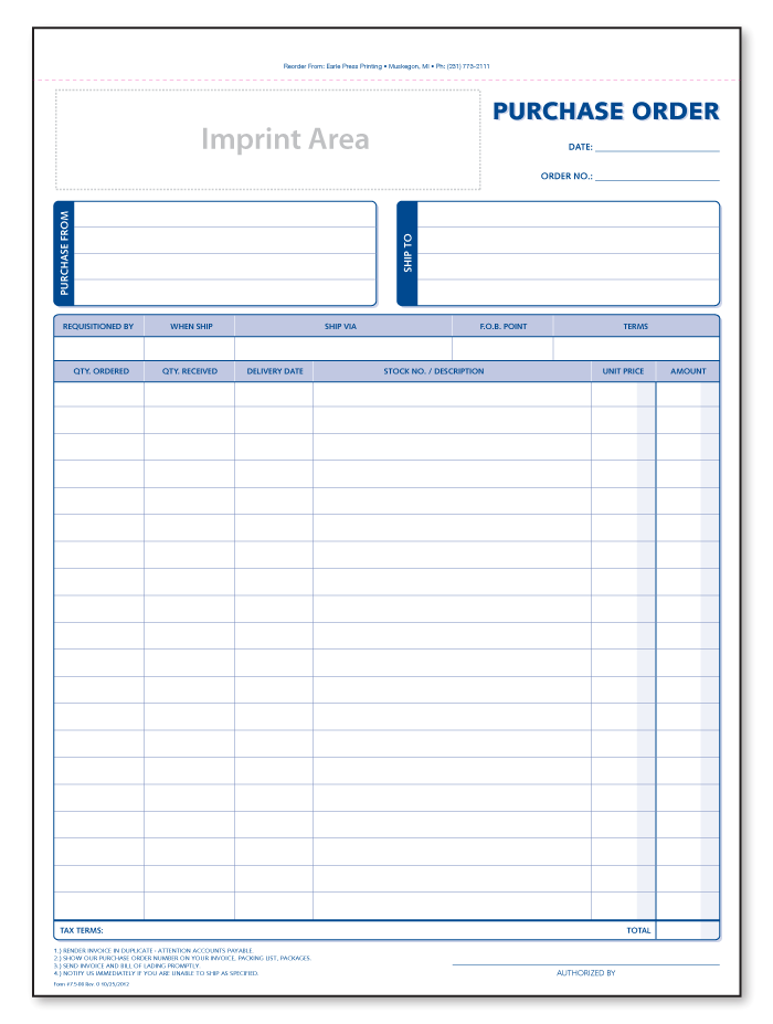 Generic Purchase Order Form - Blue
