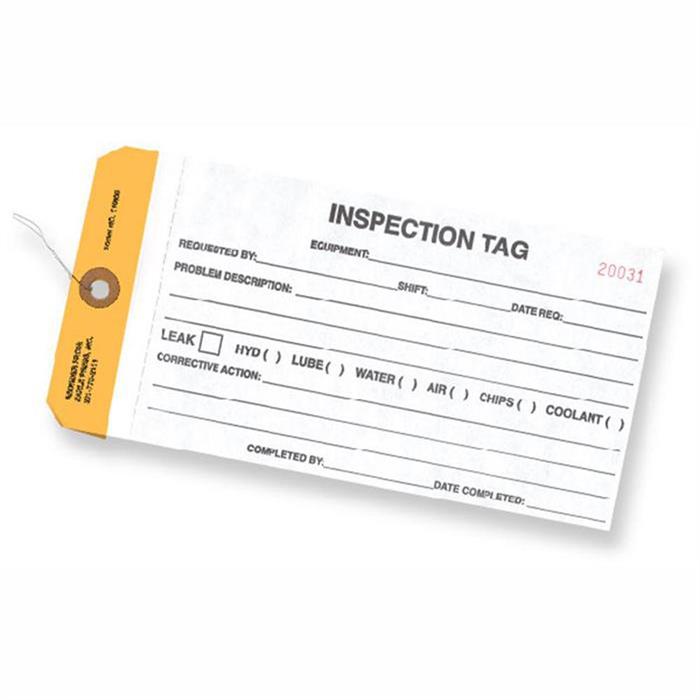 2 Part Inspection Tag with Carbon Interleaf - Sold per 1000