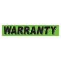 Warranty Fluorescent Green Slogan Window Stickers - Qty 12