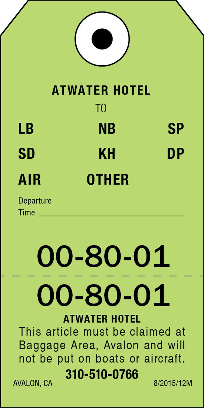 Custom Printed Hotel Tags - 1000 Tags